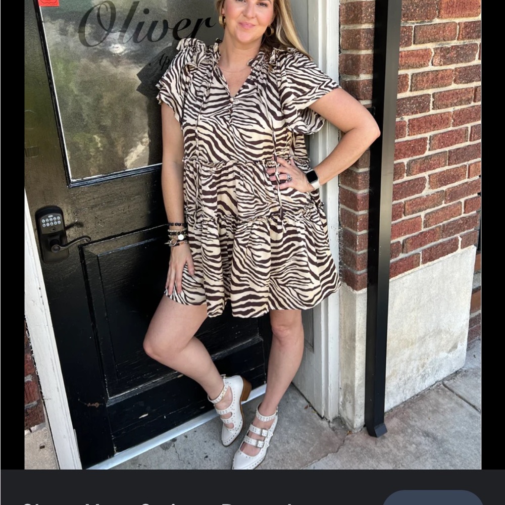 Zebra Tiered Mini Dress